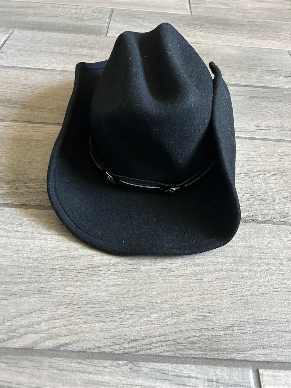 Black Women's wool Cowboy Hat with Decorative Band